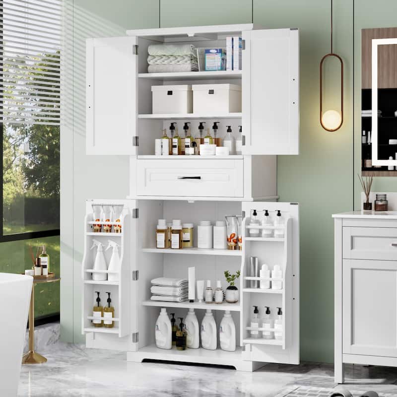 Roomfitters Bathroom Storage Cabinet with Multi-functional Storage, Drawer with Slide Rails and Adjustable Shelf