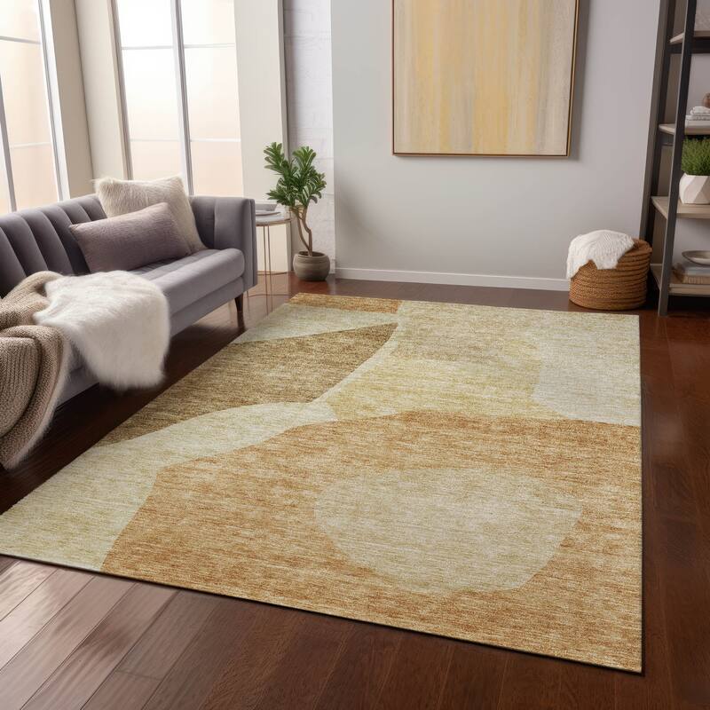 Machine Washable Indoor/ Outdoor Chantille Modern Abstract Rug - Beige - 2'6" x 3'10"