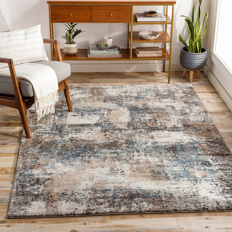 Artistic Weavers Cansu Rustic Abstract Area Rug - 6'7" x 9' - Tan/Blue