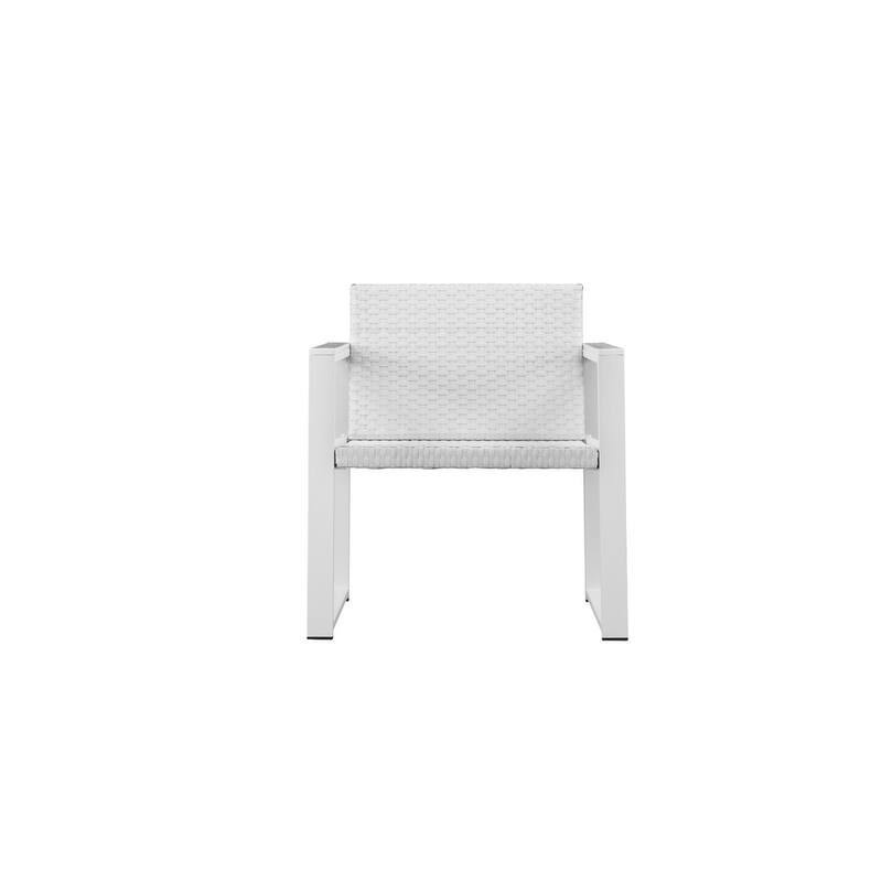 Impeccably Comfortable Upholstered Aluminum Cushioned Chair with Rattan, White