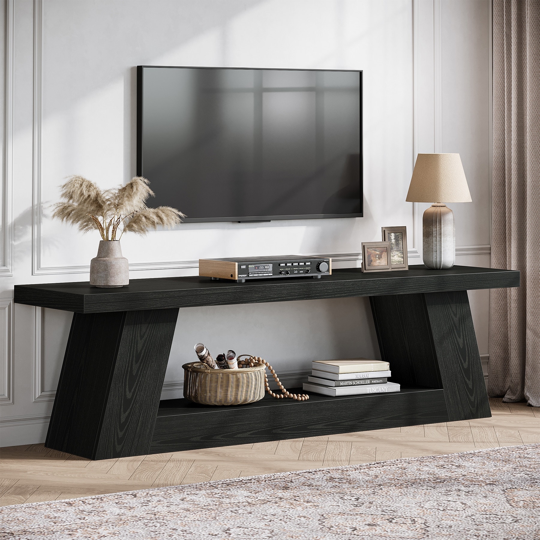 63" TV Stand for 55/60/65/75-Inch TVs, Rustic Media TV Console
