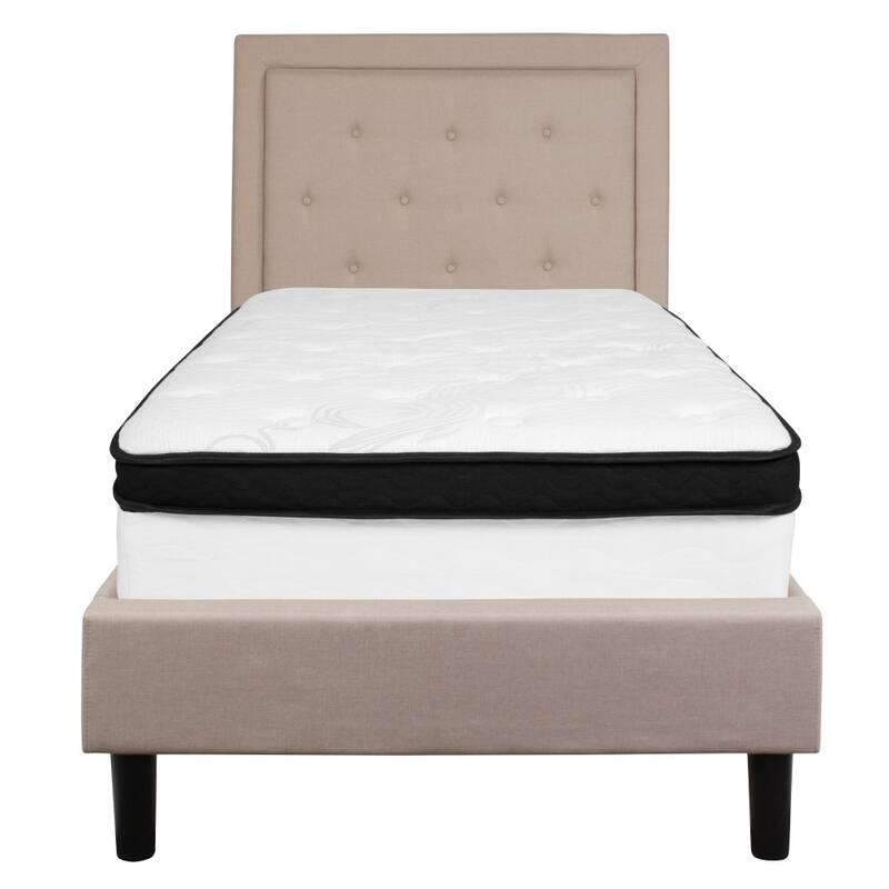 Panel Tufted Platform Bed and Memory Foam Pocket Spring Mattress