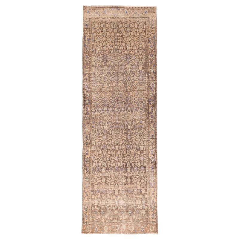 ECARPETGALLERY Hand-knotted Antalya Vintage Brown Wool Rug - 3'7 x 11'4