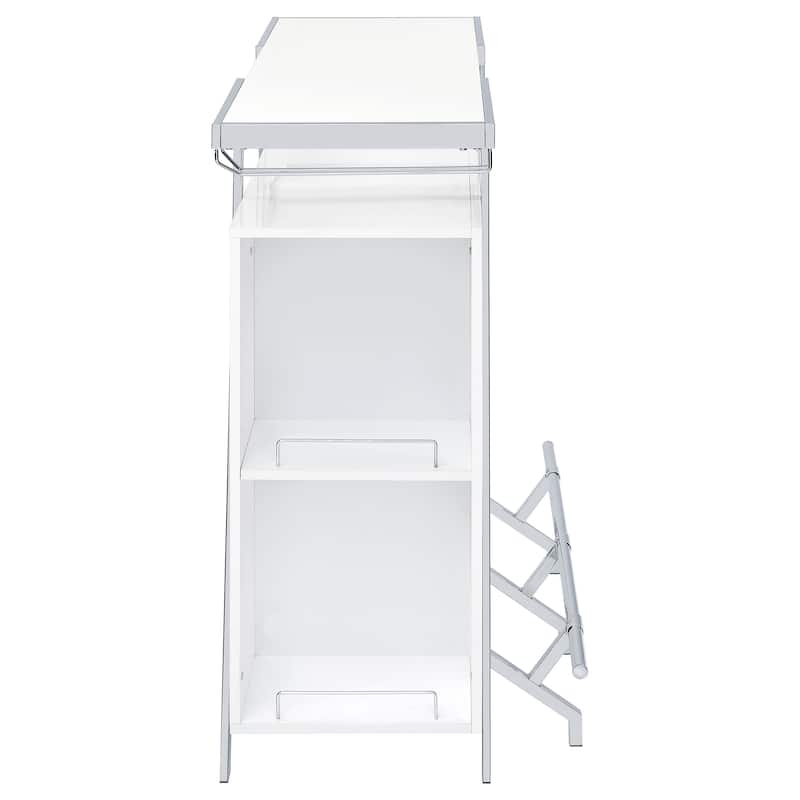 Araceli White High Gloss Freestanding LED Home Bar Cabinet