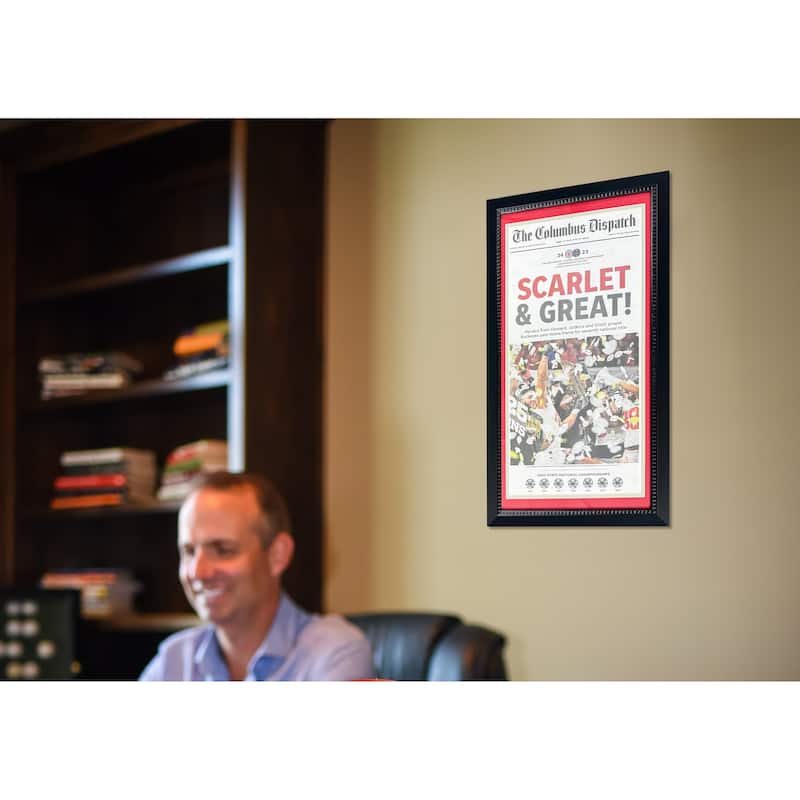 Ohio State Buckeyes 2024 National Championship Columbus Dispatch 14X26 Framed Football Newspaper OSU SCARLET & GREAT - 8' x 11'