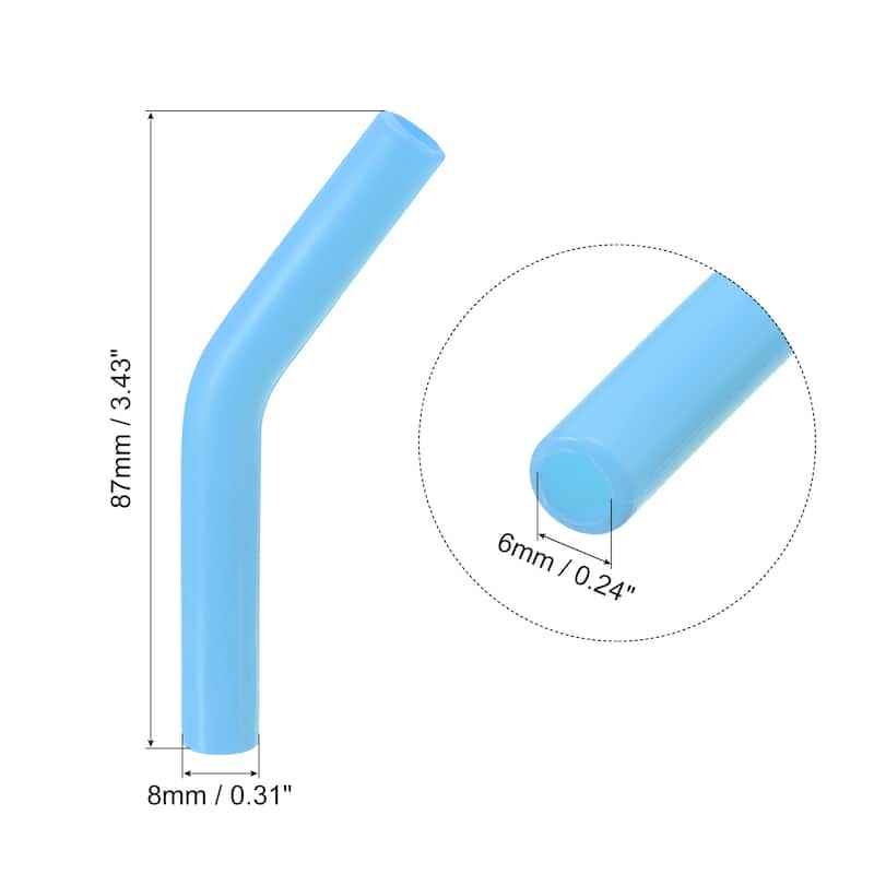 12pcs Silicone Straw Elbows Tip Fit for 6mm/0.24" OD Straws - Sky Blue - 6mm
