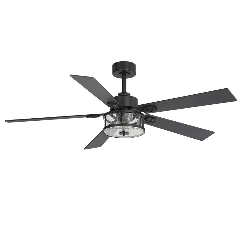 56" Reversible 5-Blade Glass Shade Ceiling Fan Chandelier with Light and Remote