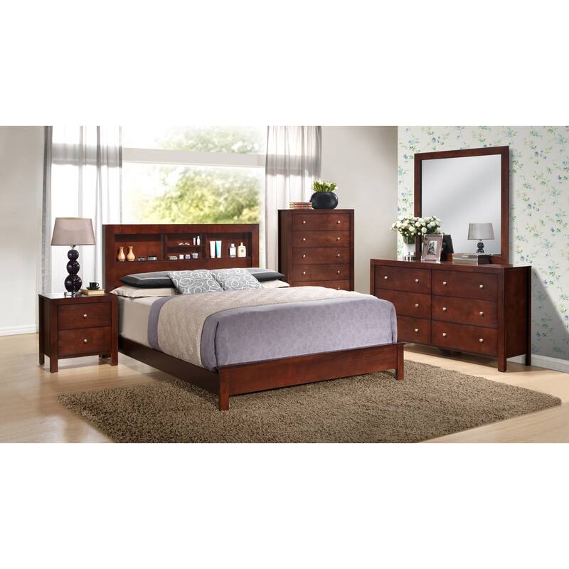 Queen Size Transitional Platform Bed with Durable Particle Board Construction and Easy Assembly