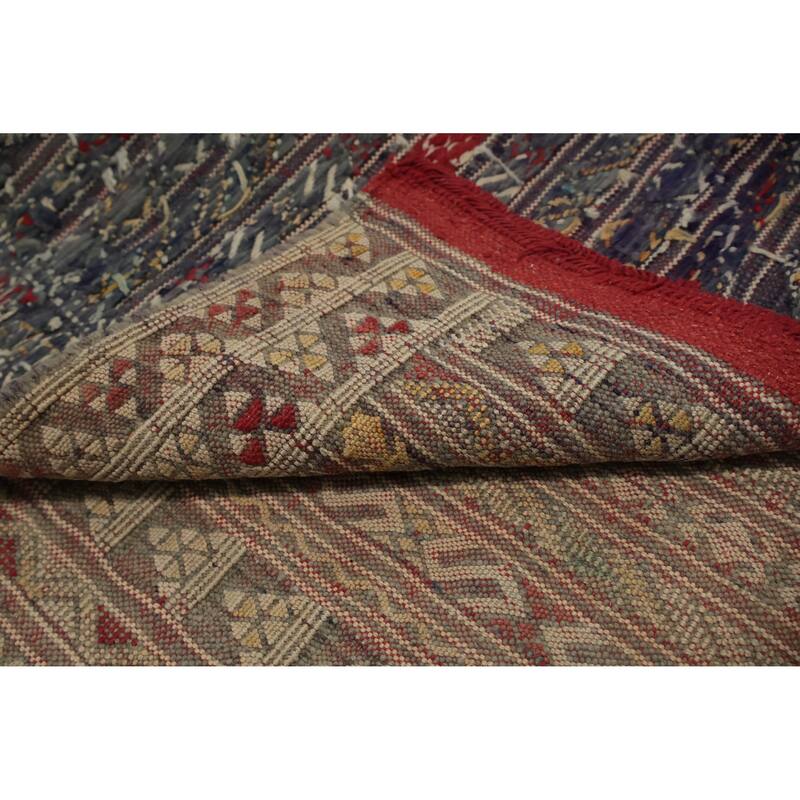 Hand Woven Oriental 100% Wool Carpet Traditional Tribal Beige & Ivories Durrie-Kilim Area Rug - 5' 5'' X 3' 11''