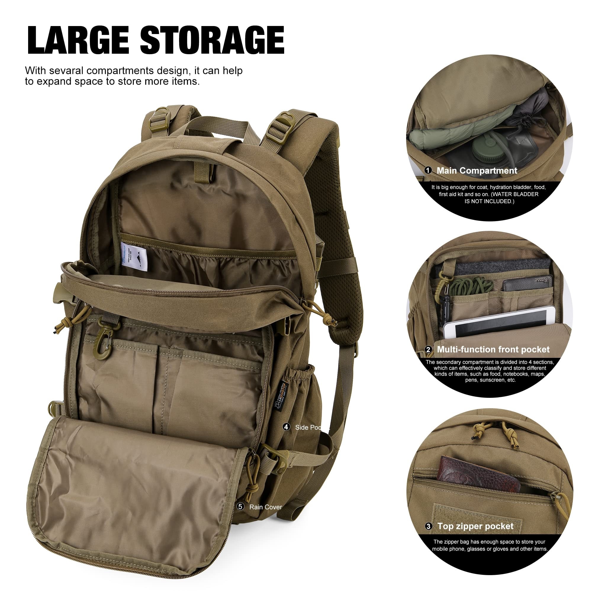 Small Tactical Backpack,Molle Hiking Backpack for Backpacking