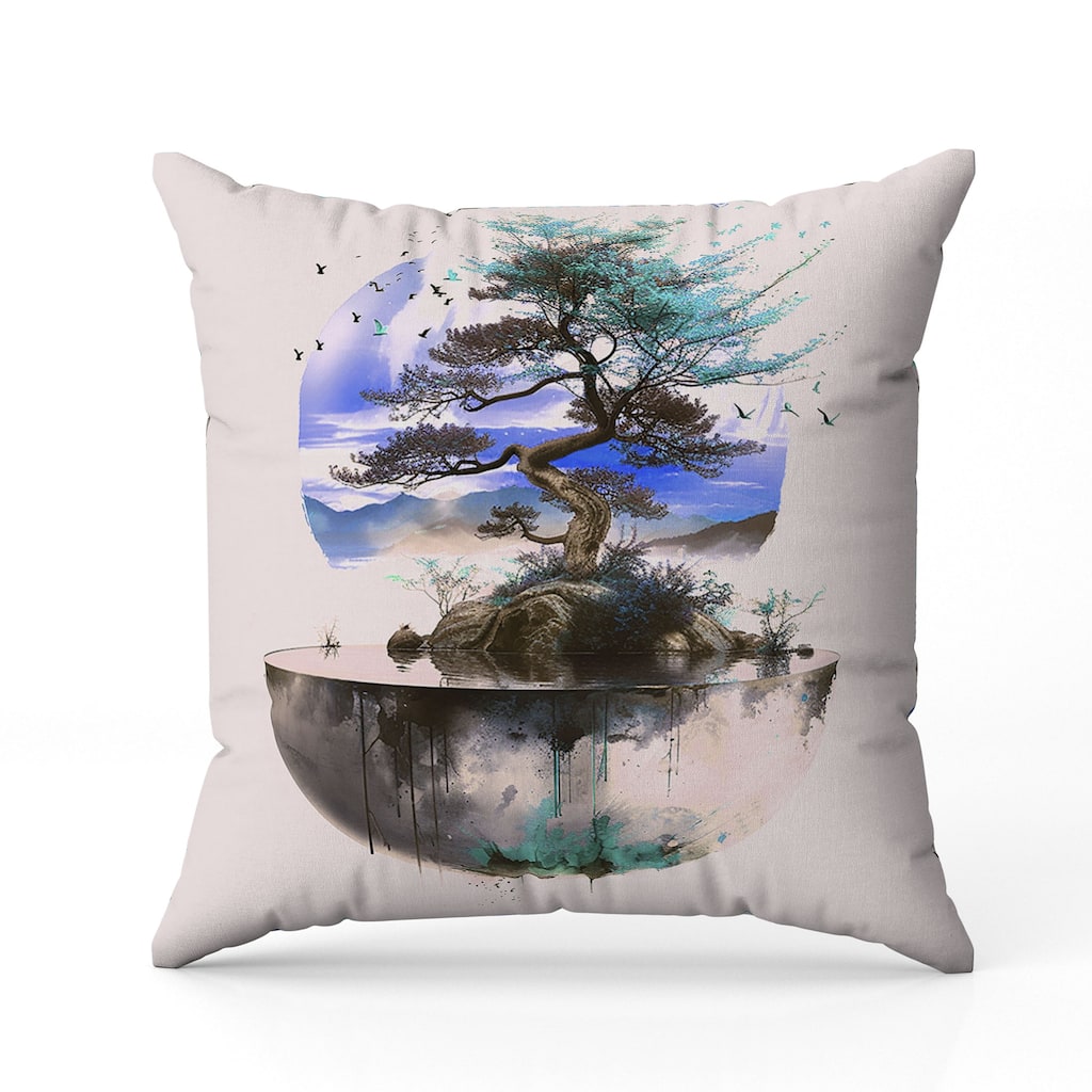 Blossom Bliss Bodhi Faux Suede Reversible Throw Pillow Pink and Blue