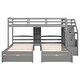 preview thumbnail 14 of 12, Triple Bunk Beds with Stairs & Drawers, Space-Saving Design, Twin Wooden Bunk Bed Frame w/Built-in Shelves for Kids Teens Adults