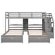 preview thumbnail 11 of 13, Twin Over Twin&Twin Triple Bunk Bed With Drawers,Shelves