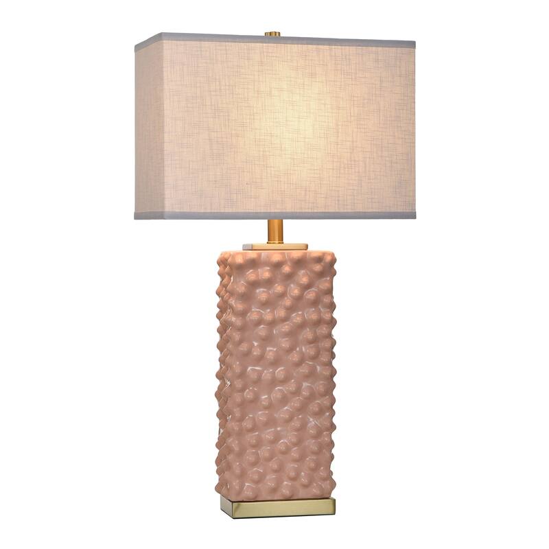 Tamara Day for Stylecraft Edmund Table Lamp - Polished Brass & Pearl Blush - Off-White Shade