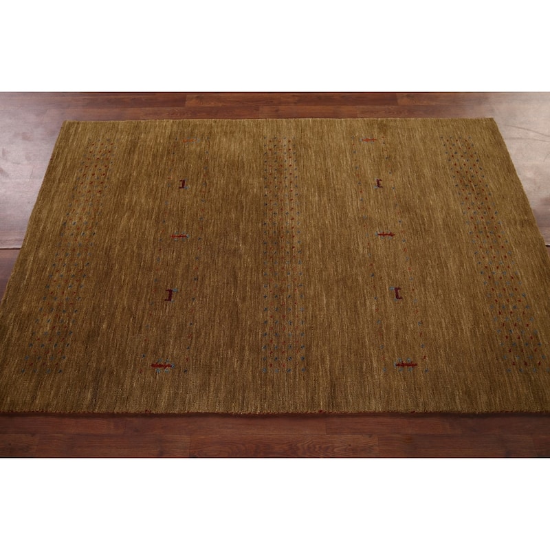Gabbeh Oriental Accent Rug Hand-Knotted Tribal Wool Carpet - 4'0"x 6'4"