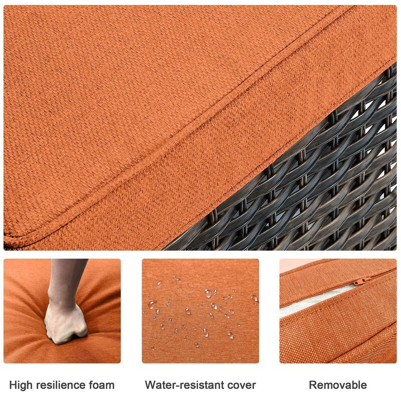 ArcoBay Wicker PE Rattan Outdoor Patio Swivel Glider Chairs with 4'' Olefin Cushions (2-Pack)