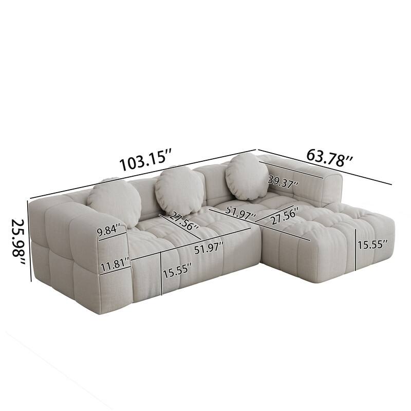 103" L-Shaped Modular Sofa, Free Combination (Left and Right Facing)