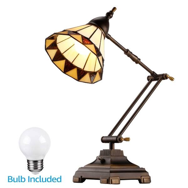 Shop Tiffany Mission Table Lamp With Stained Glass Shades On