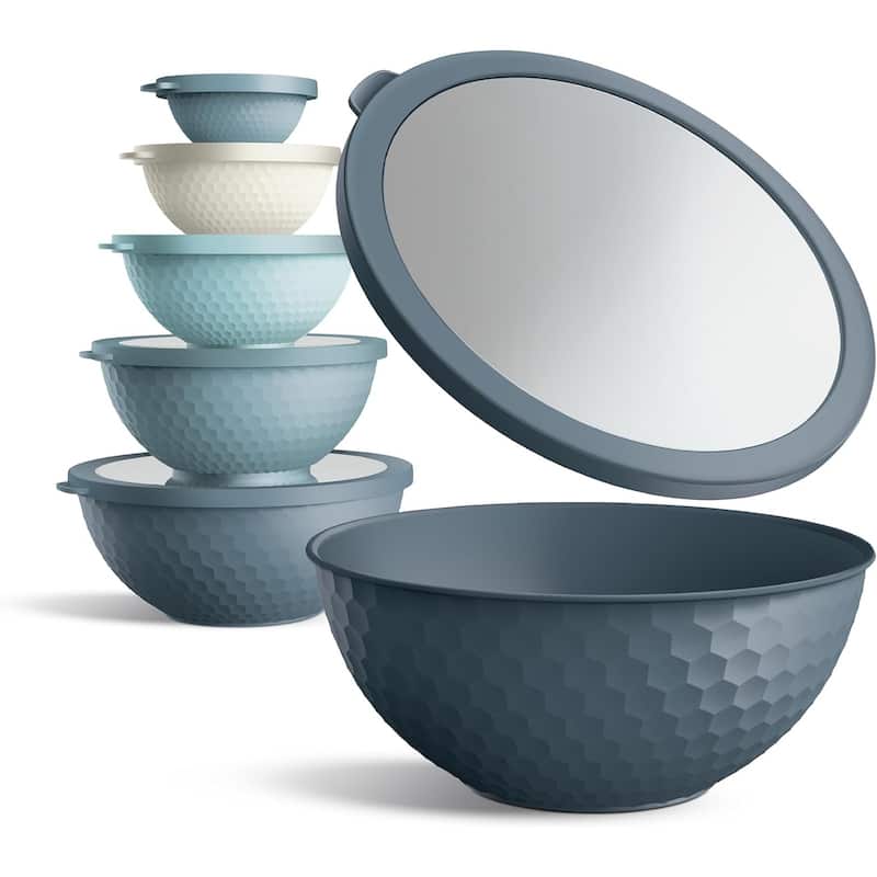 COOK WITH COLOR - 12 Piece Plastic Nesting Bowls - 6 Prep Bowls and 6 Lids, Microwave Safe.