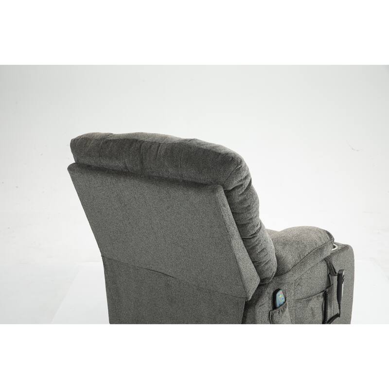 Lift Recliner Chair with Heat & Massage, Dual OKIN Motor Heavy-Duty Recliner Chair, Lounge Chair with Side Pockets & Cup Holders