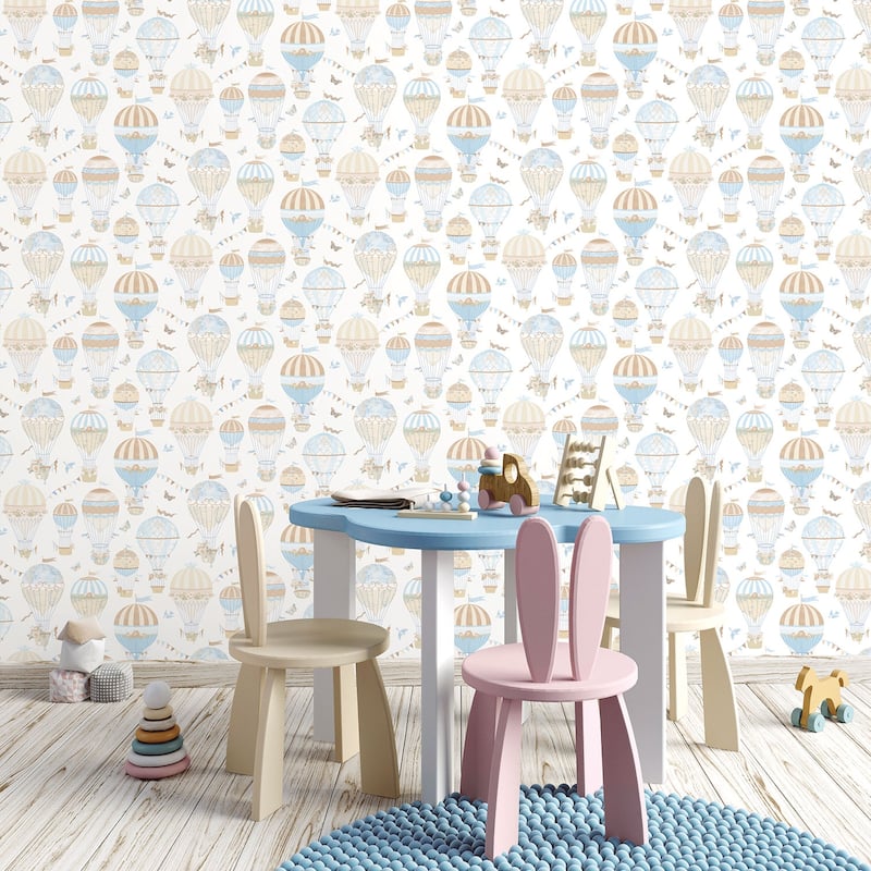 Galerie Wallcoverings Just 4 Kids 2 Hot Air Balloons Non-woven Matte Wallpaper Roll