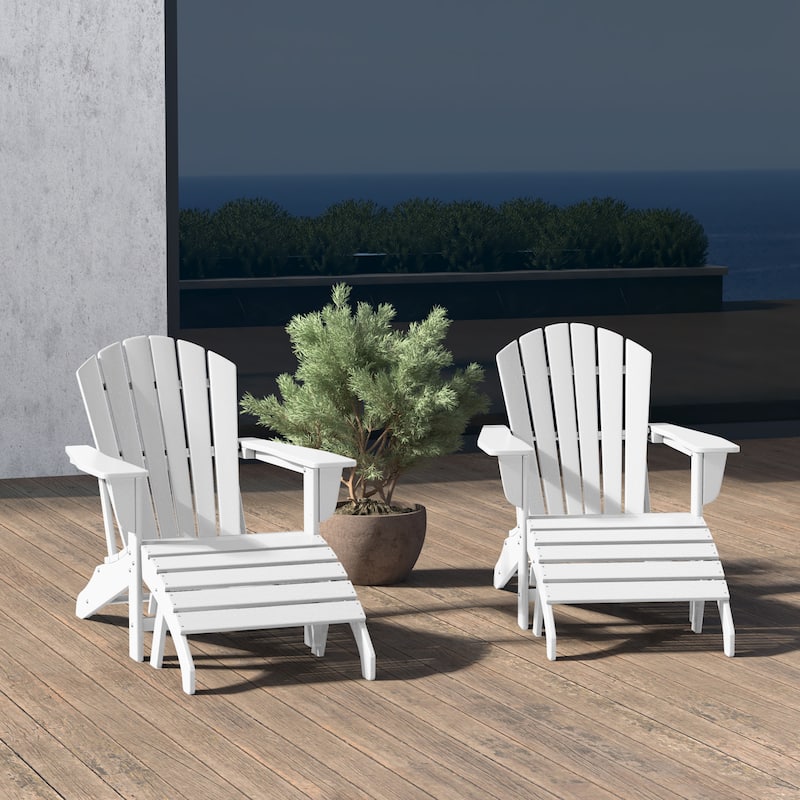 Altura Outdoor Eco-Friendly All Weather Adirondack Chairs with Ottomans (4-Piece Conversation Set)