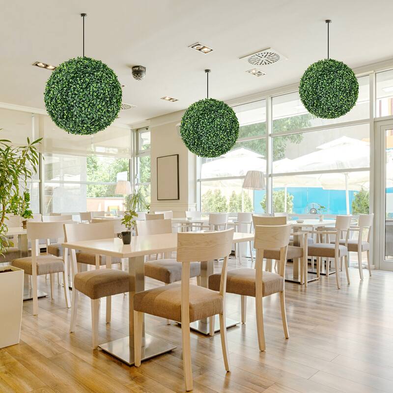 Gymax 2 PCS 16'' Artificial Boxwood Topiary Balls Sun-protective Round