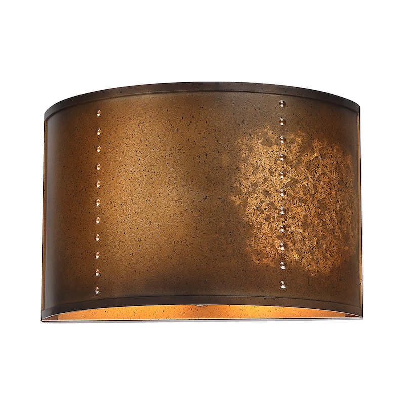 1-Light Damp Rated Antique Bronze Wall Sconce - 12-in W