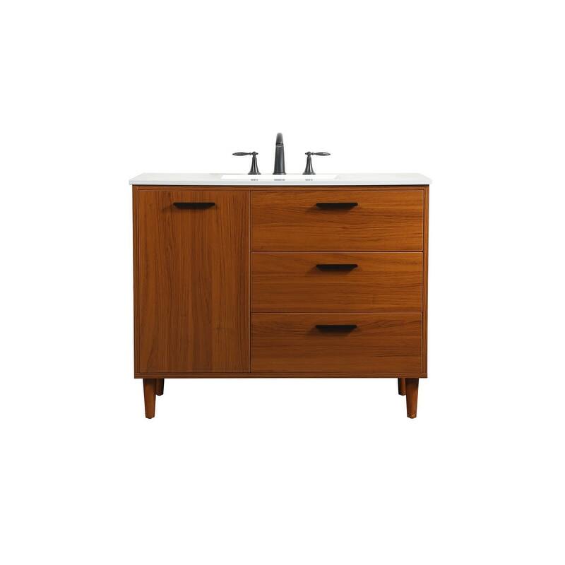 Elegant Lighting VF47042M Baldwin 42" Free Standing Single Basin - Teak - Wood Finish