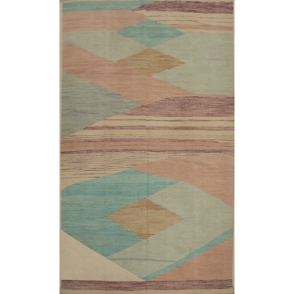 Hand Woven Oriental 100% Wool Carpet Southwestern Modern Multi-Colored Kilim Area Rug - 10' 1'' X 6' 5''