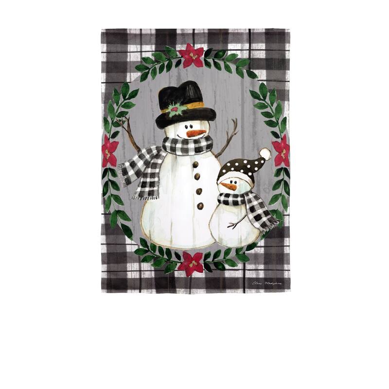12.5 in. x 18 in. Country Snowmen Moire Garden Flag