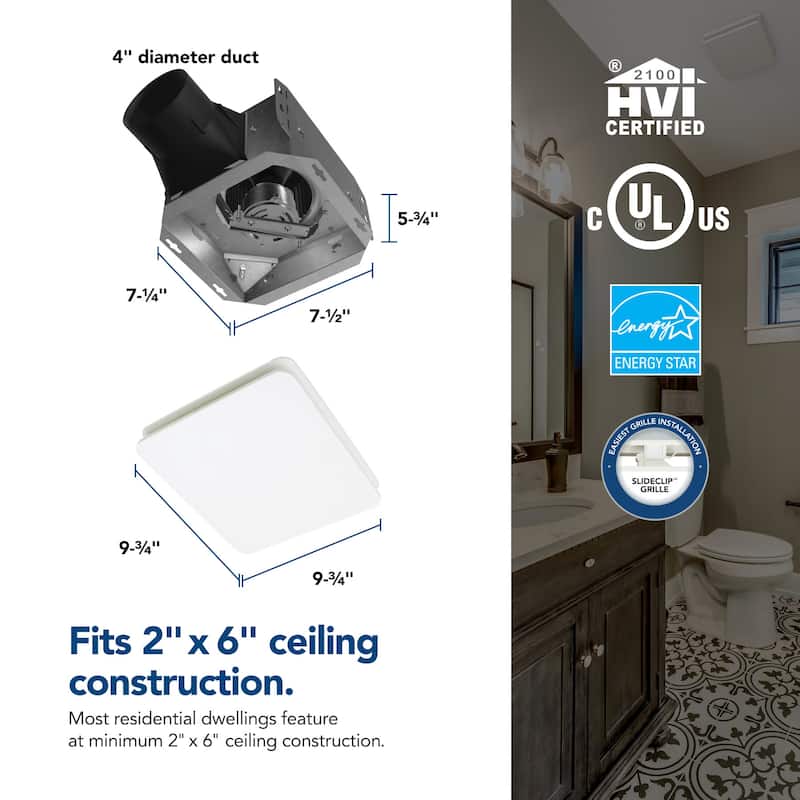 Broan BE6 Roomside 60 CFM 0.9 Sone Ceiling Mounted Energy Star