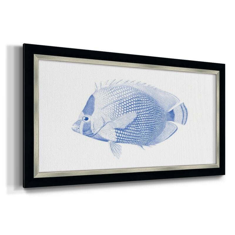 Blue & White Tropical Fish VI Premium Framed Canvas- Ready to Hang