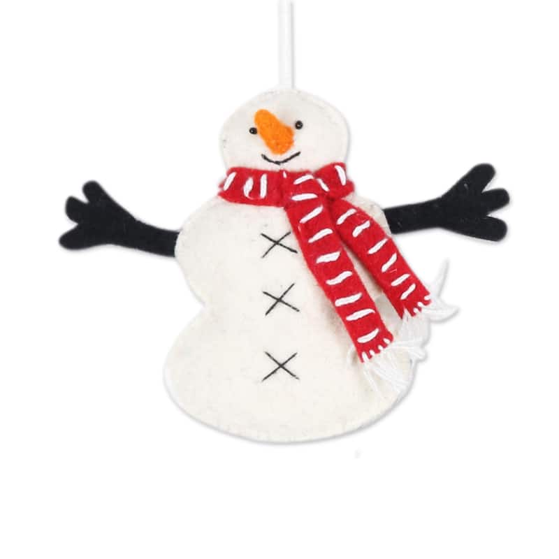 NOVICA Handmade Snowman Greetings Wool Ornaments (Set Of 4)