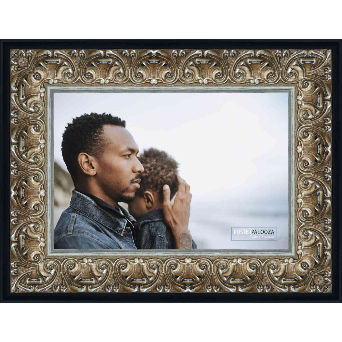 12x14 Traditional Antique Silver Complete Wood Picture Frame with UV Acrylic, Backing, & Hardware