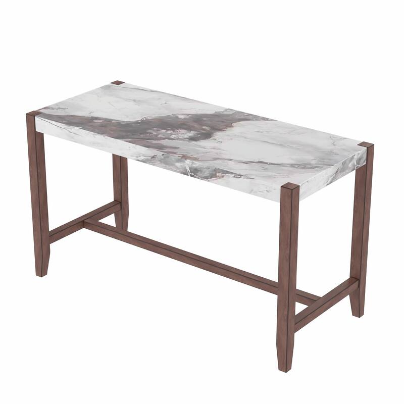 Space-Saving Dining Set - Marble Table & 4 Chairs