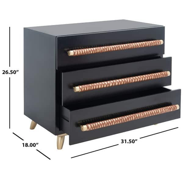dimension image slide 1 of 2, SAFAVIEH Raquel 3-Drawer Storage Bedroom Chest.