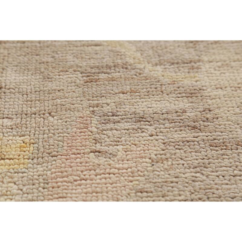 Hand Knotted Oriental 100% Wool Carpet Transitional All-Over Brown Oushak Area Rug - 13' 5'' X 9' 11''