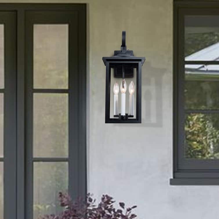 Maxax Black 3 - Bulb 19.88'' H Outdoor Wall Lantern with Dusk to Dawn - 19.9*9.4*8.7