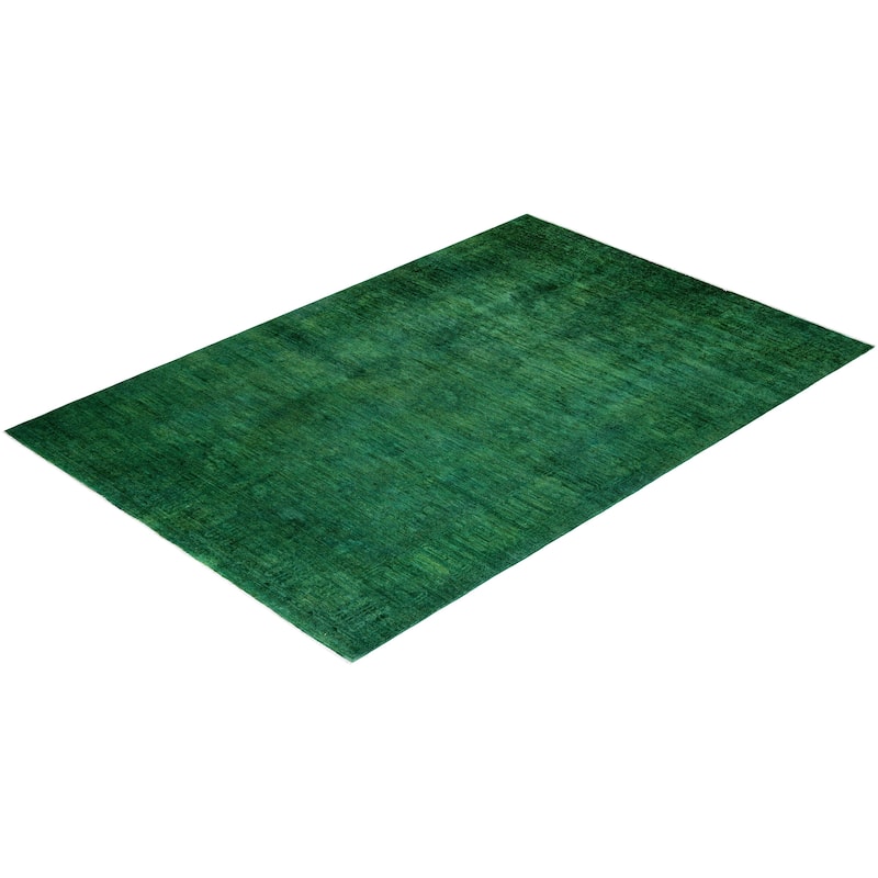 Overdyed, One-of-a-Kind Hand-Knotted Area Rug - Green - 6' 0" x 8' 10"