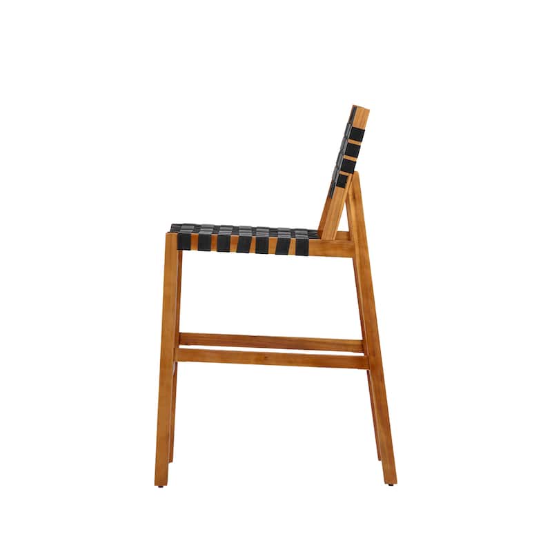 Christopher Knight Home - Solano Outdoor Acacia Wood Bar Height Dining Chairs with Woven Rope Seat & Back, Set of 2