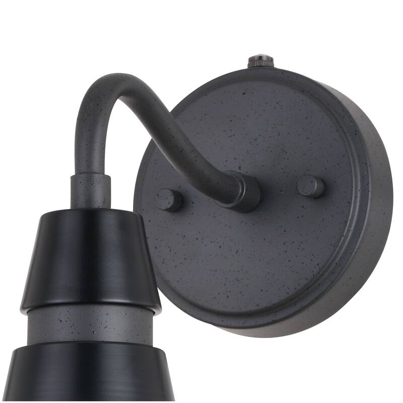 Buena Park Metal 1 Light Dusk to Dawn Black Outdoor Dome Barn Wall Lantern - 9-in W x 10-in H x 11.25-in D