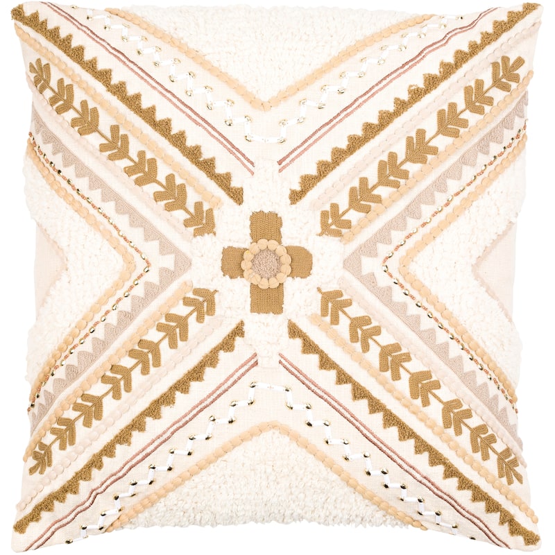 Skylah Detail Embroidered Woven Throw Pillow