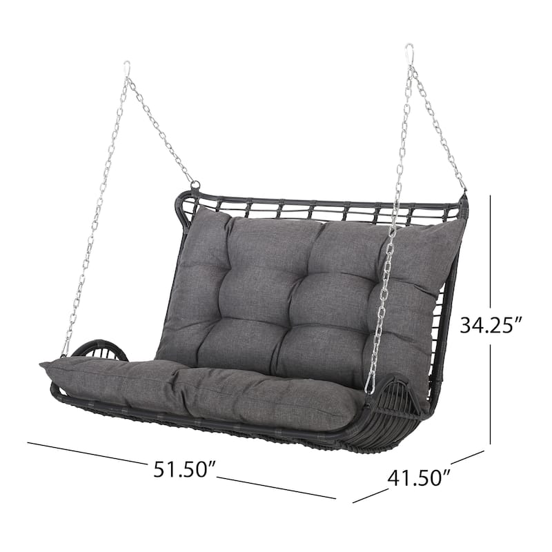 Arruda Outdoor Outdoor Wicker Porch Swing （ Only Swing ）with Cushions by Christopher Knight Home - 400 lb limit