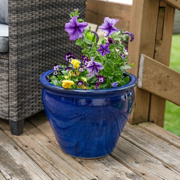 Studio Ceramic Indoor/Outdoor Planter - Imperial Blue - 18-Inch - Bed Bath  & Beyond - 34410547