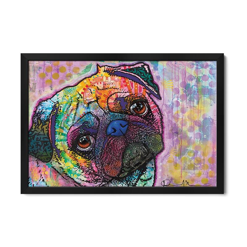 Pug Love Premium Framed Poster by Dean Russo - Black - 32x24x1