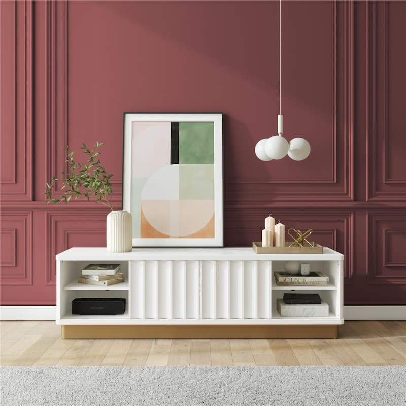 CosmoLiving by Cosmopolitan Rene Modern Scalloped TV Stand for TVs up to 65" - Up to 65"