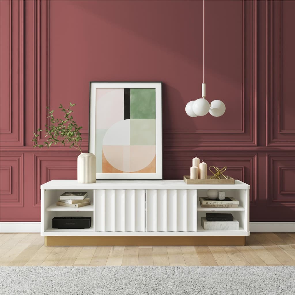 CosmoLiving by Cosmopolitan Rene Modern Scalloped TV Stand for TVs up to 65" - Up to 65"
