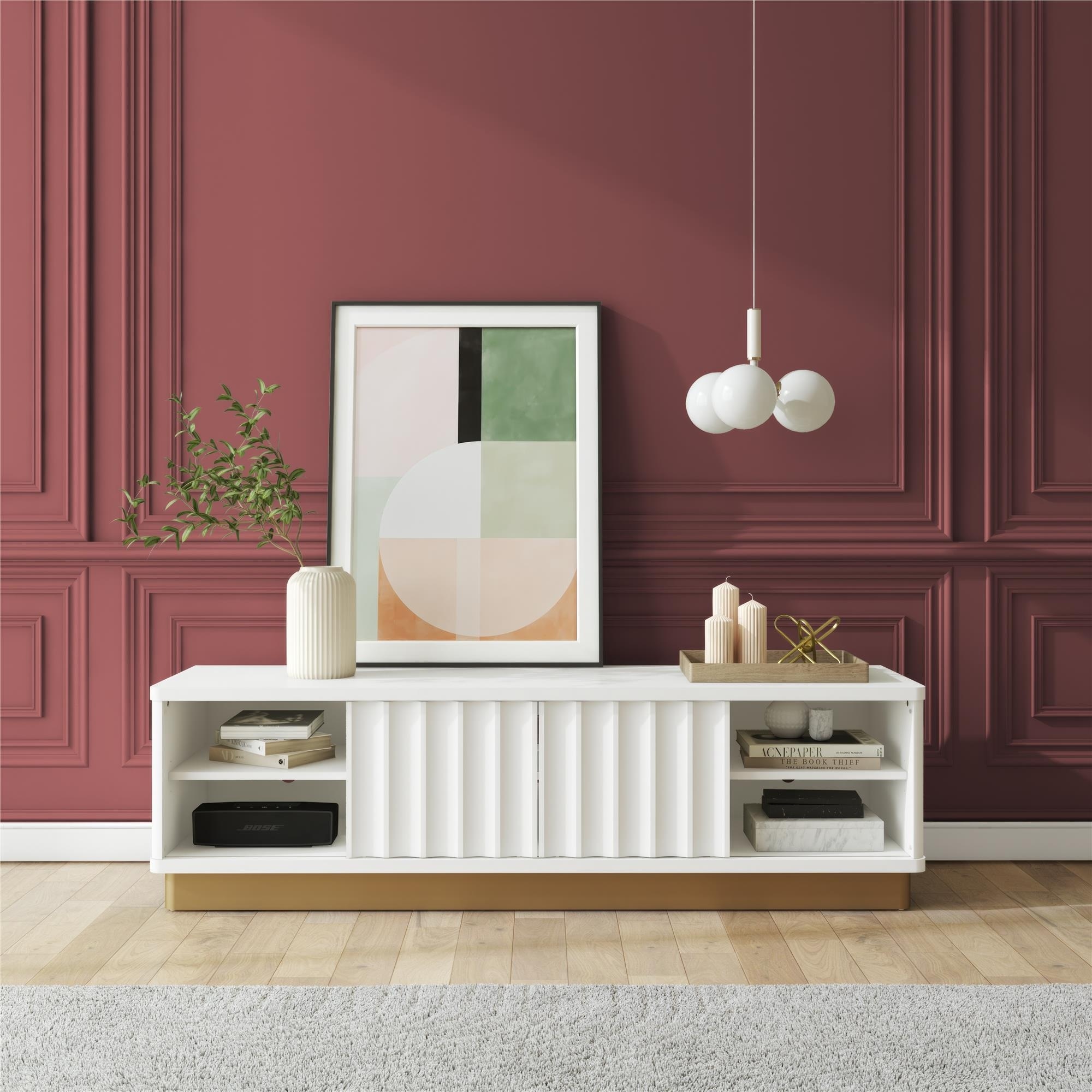 CosmoLiving by Cosmopolitan Rene Modern Scalloped TV Stand for TVs up to 65" - Up to 65"