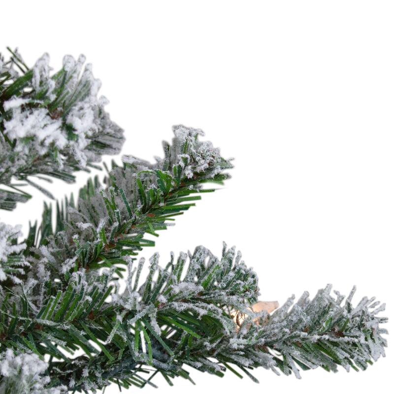 Pre-Lit Medium Flocked Alpine Artificial Christmas Tree - 4' - Clear Lights - 4 Foot